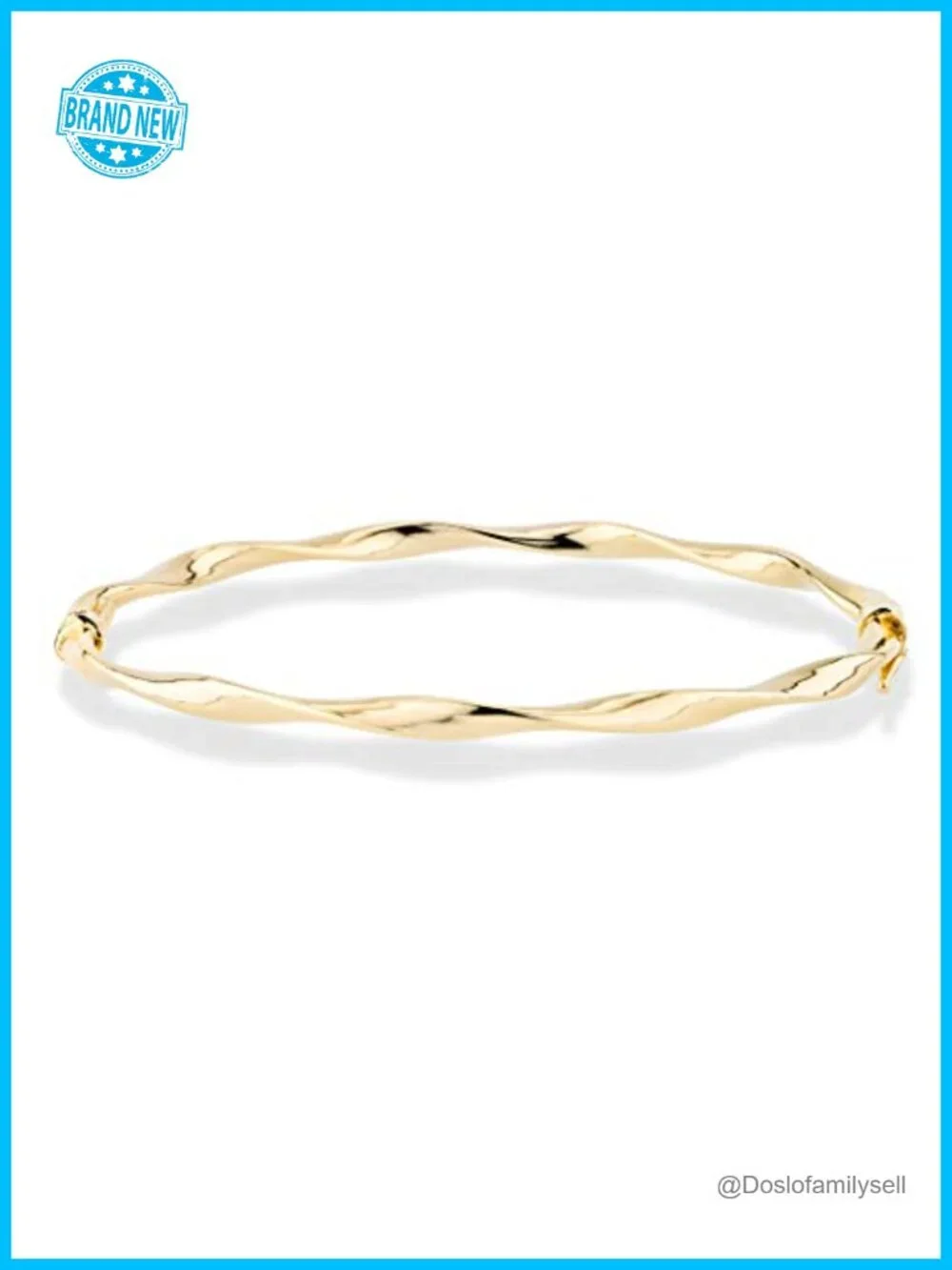 18K Gold Plated Sterling Silver Oval Twist Hinged Bangle Bracelet Women